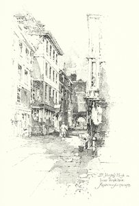 Dr Johnsonin talo, Inner Temple Lane, asui siellä 1760-1765 (litho) tekijältä Herbert (after) Railton