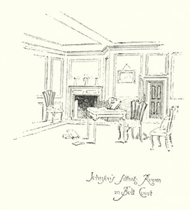 Dr Johnsonin olohuone Bolt Courtissa, Lontoossa (litho) tekijältä Herbert (after) Railton