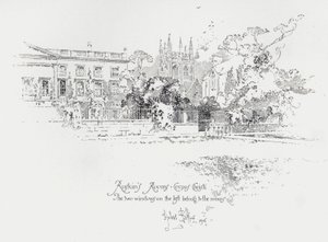 Englantilaisen taidekriitikon John Ruskinin huoneet Corpus Christi Collegessa, Oxfordissa (litho) tekijältä Herbert (after) Railton