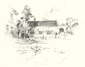 Grammar School, Lichfield, jossa tohtori Johnson kävi koulua (litho) tekijältä Herbert (after) Railton