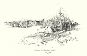 Greenwichin sairaala ja merenkulku, vuonna 1749 (litho) tekijältä Herbert (after) Railton