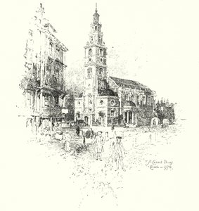 St Clement Danen kirkko, Lontoo, vuonna 1774 (litho)