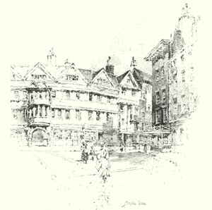 Staple Inn, Lontoo (litho) tekijältä Herbert (after) Railton