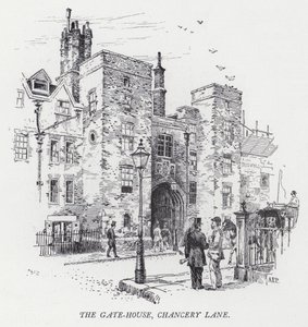 Gate-House, Chancery Lane (kaiverrus) tekijältä Herbert (after) Railton