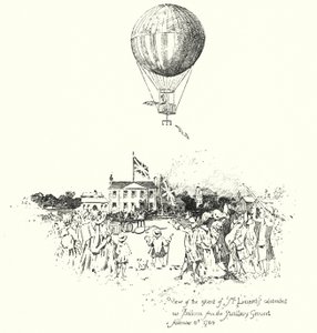 Näkymä herra Lunardin Celebrated Air Balloonin noususta tykistökentältä tekijältä Herbert (after) Railton