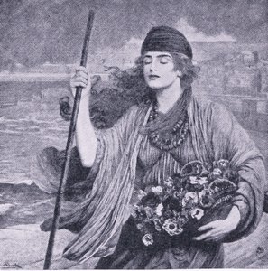 Nydia Pompejin sokea tyttö, kuvitus Maailman parhaiden kirjojen kirjastosta, n. 1940 tekijältä Herbert Gustave Schmalz