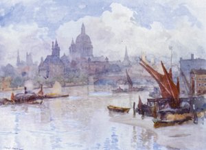 Blackfriars Reach (väri litho) tekijältä Herbert Menzies (after) Marshall