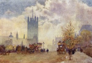 Victoria Tower ja East End of Westminster Abbey (väri litho) tekijältä Herbert Menzies (after) Marshall
