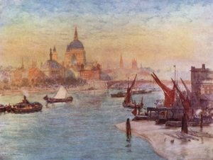 Näkymä Waterloon sillalta (väri litho) tekijältä Herbert Menzies (after) Marshall