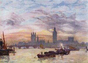Westminster Towers (väri litho) tekijältä Herbert Menzies (after) Marshall