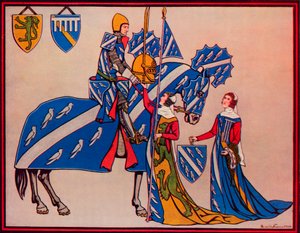 Sir Geoffrey Luttrell, Hänen vaimonsa ja miniänsä, c1340, 1926 tekijältä Herbert Norris