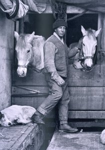 Kapteeni Oates ja kaksi Terra Novan poneista Scottin viimeiseltä tutkimusmatkalta (m/v kuva) tekijältä Herbert Ponting