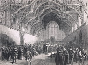 Valtion oikeudenkäynti Westminster Hallissa Elizabeth I:n aikana tekijältä Herbert Railton