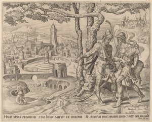 Adullamilainen Hirah lapsen kanssa tekijältä Herman Jansz Muller after Maerten van Heemskerck