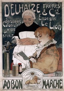 Mainosjuliste Delhaize Frères & Cie Biscuitsille, 1900
