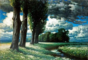 Poplars by a Stream (öljy kankaalle) tekijältä Herman Rüdisühli