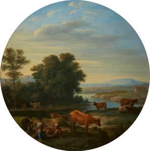 Italianate jokimaisema lehmien kanssa tekijältä Herman van Swanevelt