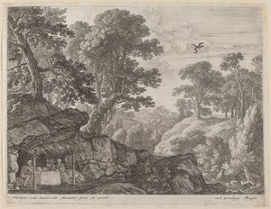 Saint Paul ja Saint Anthony luolan sisäänkäynnin luona tekijältä Herman van Swanevelt