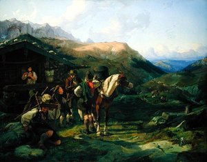 Lähtö alppilaitumelta, 1832