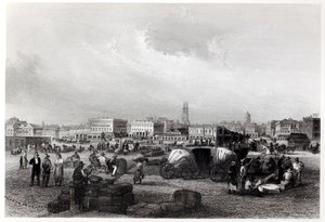 Am Kai Levee New Orleansissa, noin 1840 (svetokuvassa). tekijältä Hermann Meyer