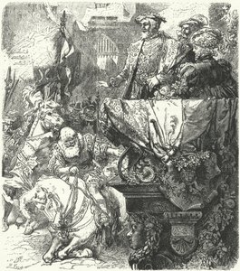 Wuttembergin herttua Ulrich nöyrtyy Pyhän Rooman keisarin Kaarle V:n edessä, 1548 tekijältä Hermann Vogel