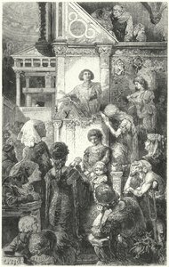 Giovanni Boccaccio lausumassa Dantesin jumalallista komediaa Firenzen ihmisille, 1300-luku tekijältä Hermann Vogel