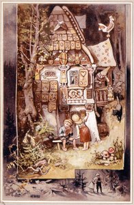 Hansel ja Kerttu, Grimmin tarina - kuvitus Hermann Vogel