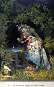 Kuvitus Vogelista veljien Jacob (1785-1863) ja Wilhelm (1786-1859) Grimmin tarinaan tekijältä Hermann Vogel