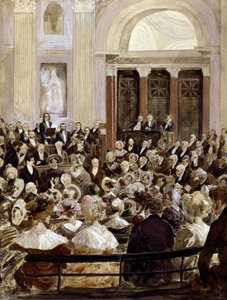 Victor Hugon vastaanotto Academie Francaisessa, Pariisissa, 3.6.1841 (wc paperilla) tekijältä Hermann Vogel