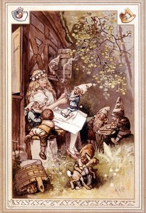 Lumikki ja kääpiöseitsemän. Kuvitus: Hermann Vogel