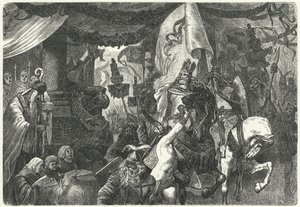 Theoderik Suuri, ostrogoottien kuningas, saapumassa Roomaan tekijältä Hermann Vogel