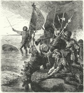 Vasco Nunez de Balboa vaatii Tyynen valtameren Espanjalle vuonna 1513 tekijältä Hermann Vogel