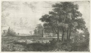 Puiden täyttämä maisema katetulla vaunulla tekijältä Hermanus Jan Hendrik van Rijkelijkhuysen