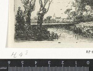 Maisema kahdella pollarin pajulla tekijältä Hermanus Jan Hendrik van Rijkelijkhuysen