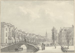 Näkymä Rapenburgiin Leidenissä Nieuwsteegbrugista, 1807 tekijältä Hermanus Numan (signed by artist)