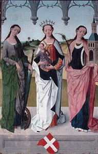 Pyhä Katariina, Neitsyt Maria ja Pyhä Barbara, Pyhän Nikolauksen kirkon alttarilta, 1481 (yksityiskohta) (katso 197688-90, 197692)