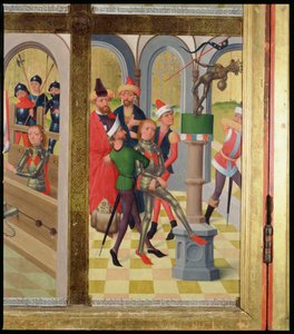 Pyhä Victor of Marseille kaatoi pakanajumalan, Pyhän Nikolauksen kirkon alttarilta, 1481 (yksityiskohta) (katso 197689-92)