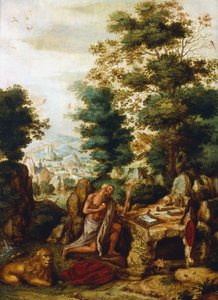 Pyhä Jerome maisemassa, c1530-c1550 tekijältä Herri met de Bles