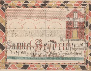 Piirustus Samuel Heydrichille, 1845 (muste, wc ja kynä paperille)