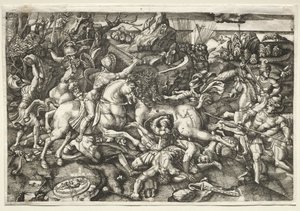 Taistelu ratsumiesten välillä, 1523. tekijältä Hieronymous Hopfer