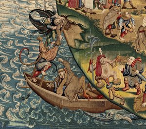 Hieronymus Boschin työn inspiroima kuvakudos, n. 1560 (kulta, hopea, silkki ja villa)
