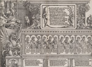 Oikean portaalin yläosa, jossa on merkintä polttarit, friisi ..., 1515.