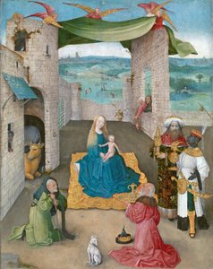 Maagisten palvominen, n.1475 (öljyä ja kultaa tammelle). tekijältä Hieronymus Bosch