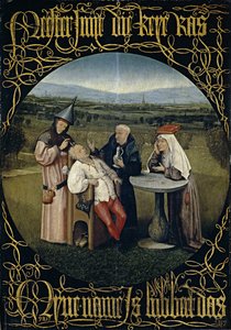 Hulluuden kiven louhinta hulluuden parantamiseksi, vuosina 1488-1516 tekijältä Hieronymus Bosch