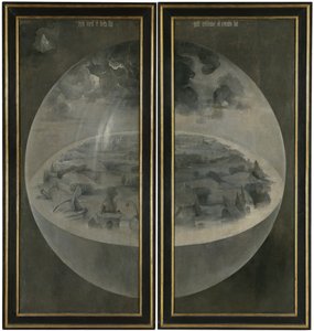 Maallisten ilojen puutarha. Triptyykki, kääntöpuoli: Luominen tekijältä Hieronymus Bosch