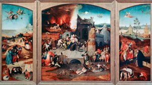 Pyhän Antoniuksen kiusauksen triptyykki, c1480-1516 tekijältä Hieronymus Bosch