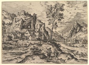 Tobit kirjasta Maisemat, joissa on raamatullisia ja mytologisia kohtauksia, 1558.