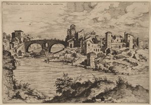 Näkymä Ponte Quattro Capi -sillalle ja Tiberin saarelle