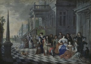 Hahmot musiikkia palatsin edessä, 1672
