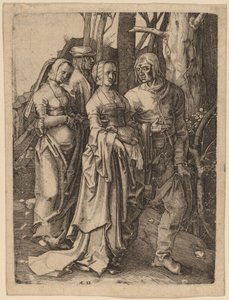 Kaksi paria metsässä tekijältä Hieronymus Wierix after Lucas van Leyden